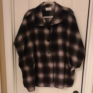 Black and White Plaid Cape Jacket